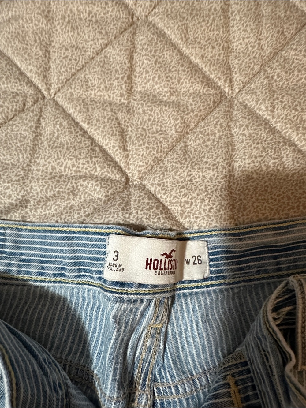 Hollister Light Blue Pinstripe Distressed Denim Shorts - Picture 2 of 5